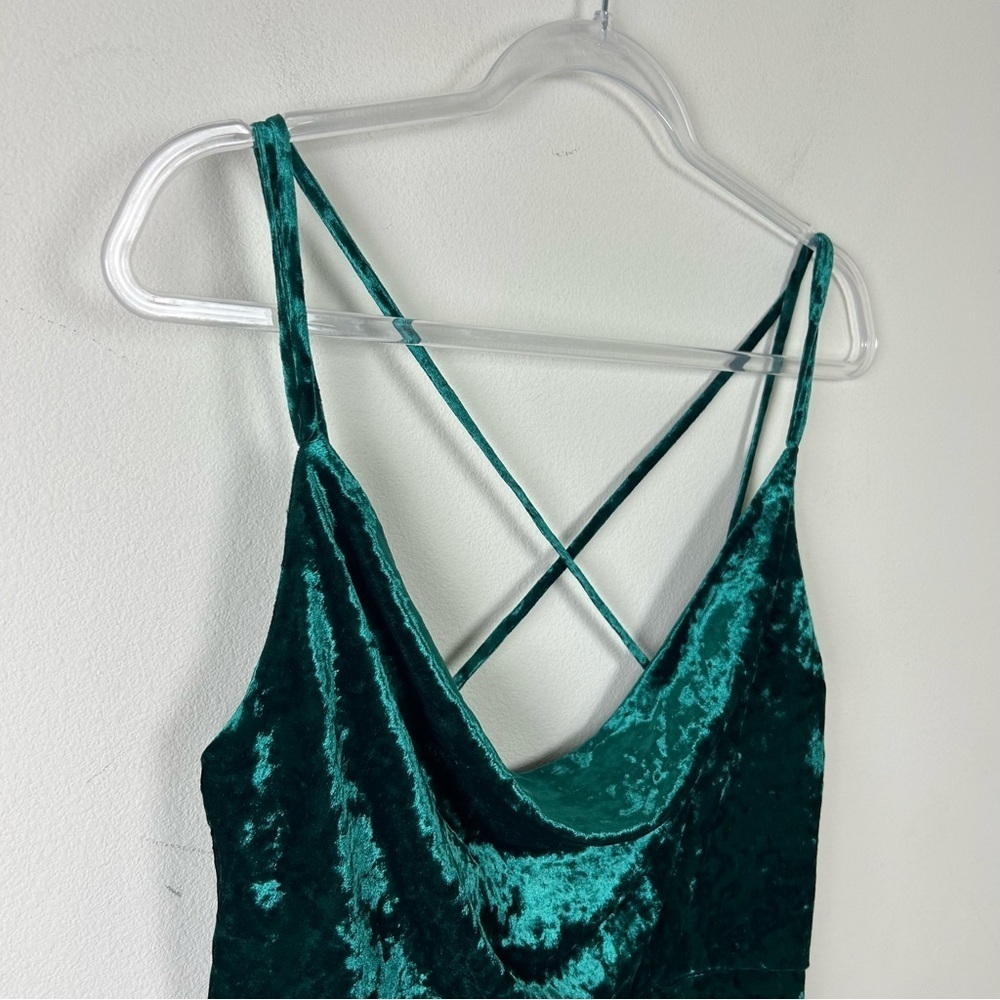NWT - Lulus Drape Front Green crushed velvet mini dress size: XL - Picture 4 of 14